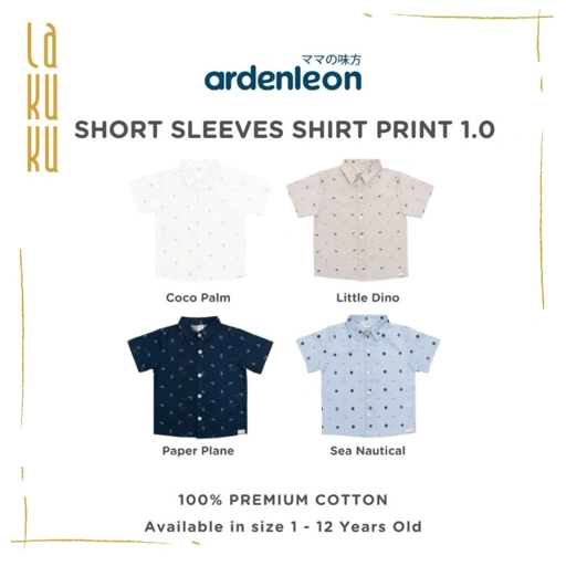ARDENLEON Atasan Kemeja Anak Laki Laki Short Sleeves Shirt Print 1.0