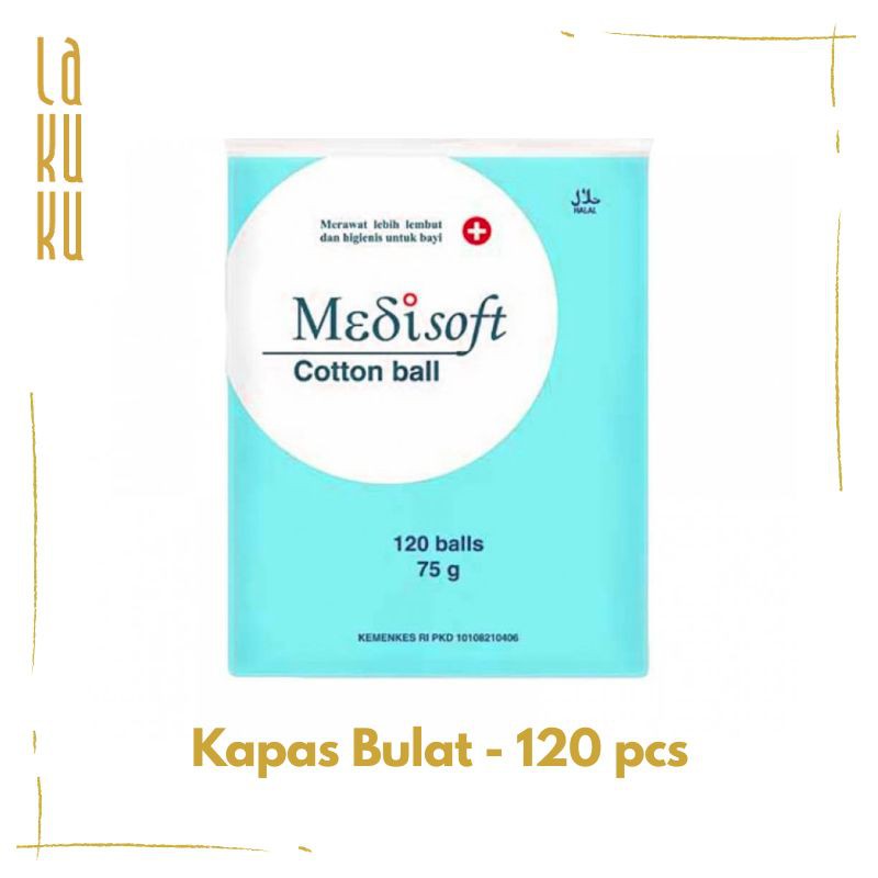 Lakuku - Kapas Medisoft 120 pcs Cotton Ball untuk perawatan kulit bayi