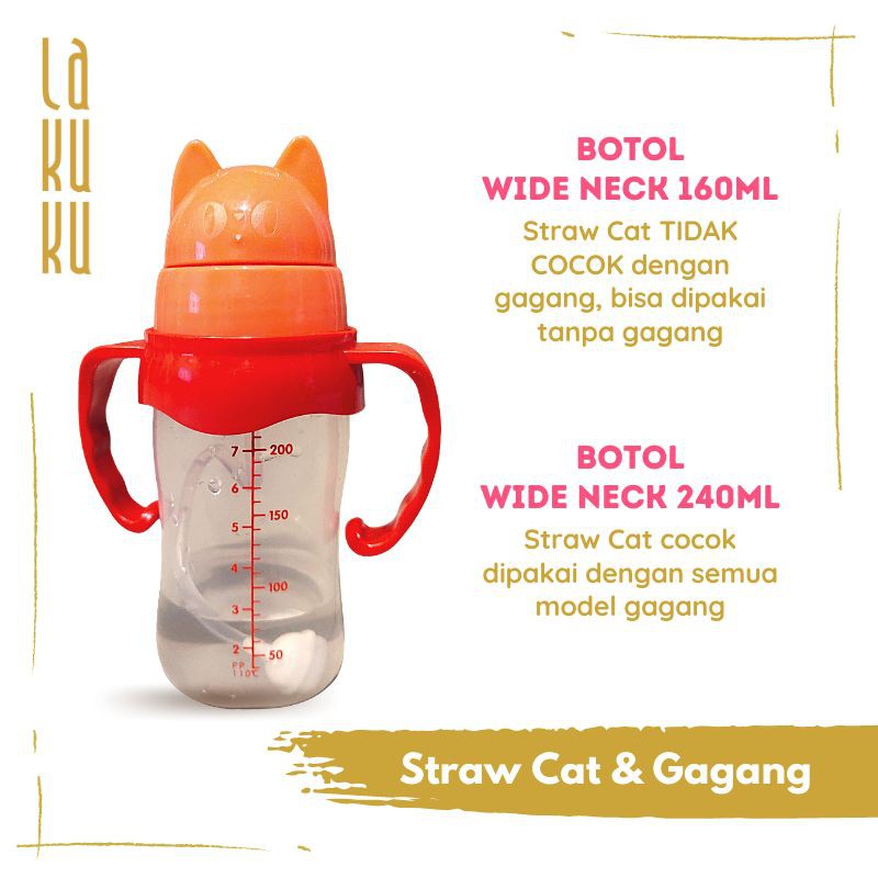Lakuku - Penutup kepala dan sedotan untuk botol susu tipe Wide Slim dan Magmag - Straw for dot bottle