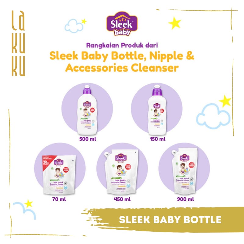 Lakuku - Sleek Baby Sabun Pembersih Botol Susu dan Detergent Cair Laundry Baju Bayi