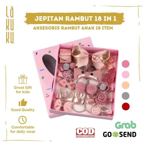 Lakuku - Aksesoris Rambut Jepitan Ikat Rambut Set 1 Box isi 18 pc