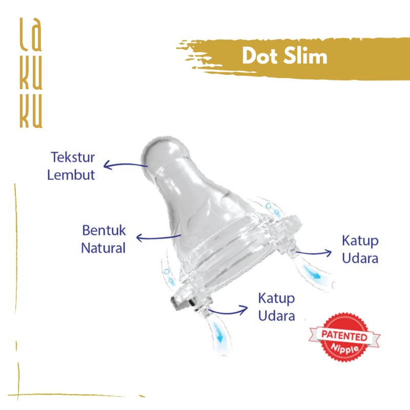 Lakuku - Baby safe dot silikon botol susu slim regular dan wide neck isi 2 pc