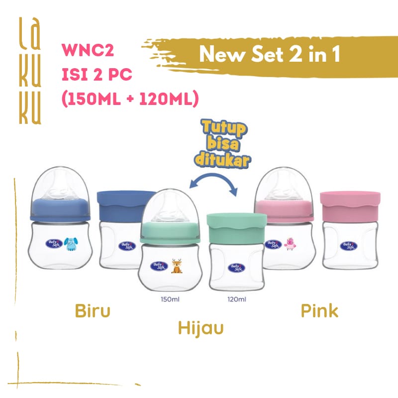 Lakuku - Botol Susu Wide Neck Dot Milk Bottle Baby Safe 125ml 250ml WN WNS 3 stage