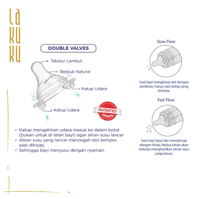 Lakuku - Baby safe dot silikon botol susu slim regular dan wide neck isi 2 pc
