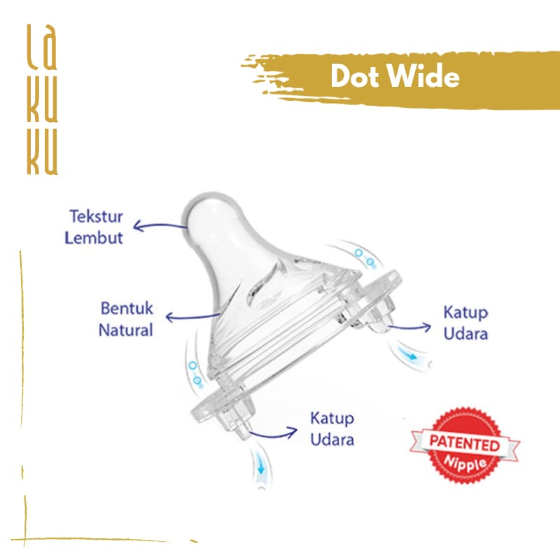 Lakuku - Baby safe dot silikon botol susu slim regular dan wide neck isi 2 pc
