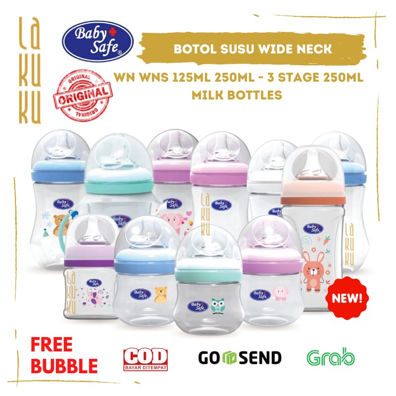 Lakuku - Botol Susu Wide Neck Dot Milk Bottle Baby Safe 125ml 250ml WN WNS 3 stage