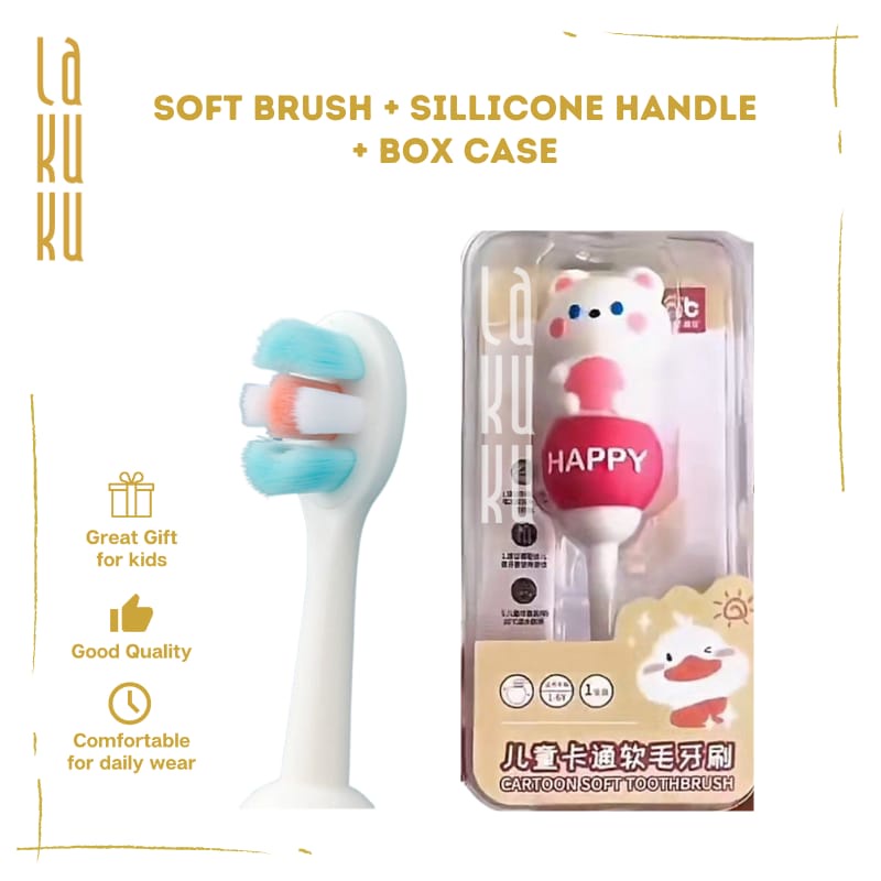 Lakuku - Sikat Gigi Anak Balita 1 tahun Lembut Soft Toothbrush model silikon boneka lucu
