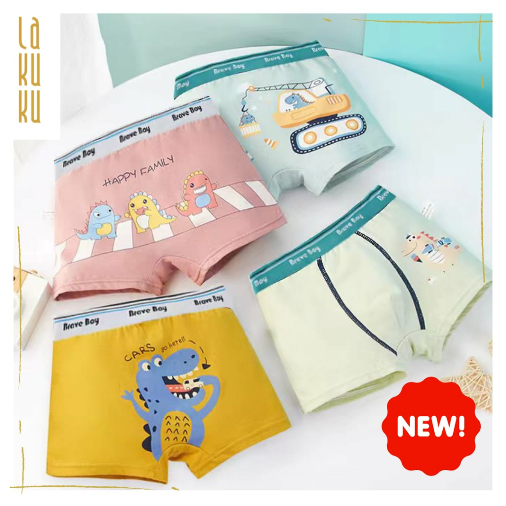 Lakuku - [GROSIR] Celana Dalam Anak Laki 1-7 th Underwear Katun Premium Impor Boxer Dino & Friends