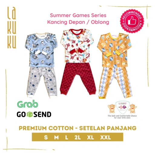 Image of Lakuku - Setelan Libby Baby Baju Celana Panjang Kancing Depan Oblong S  sampai XXL V.2