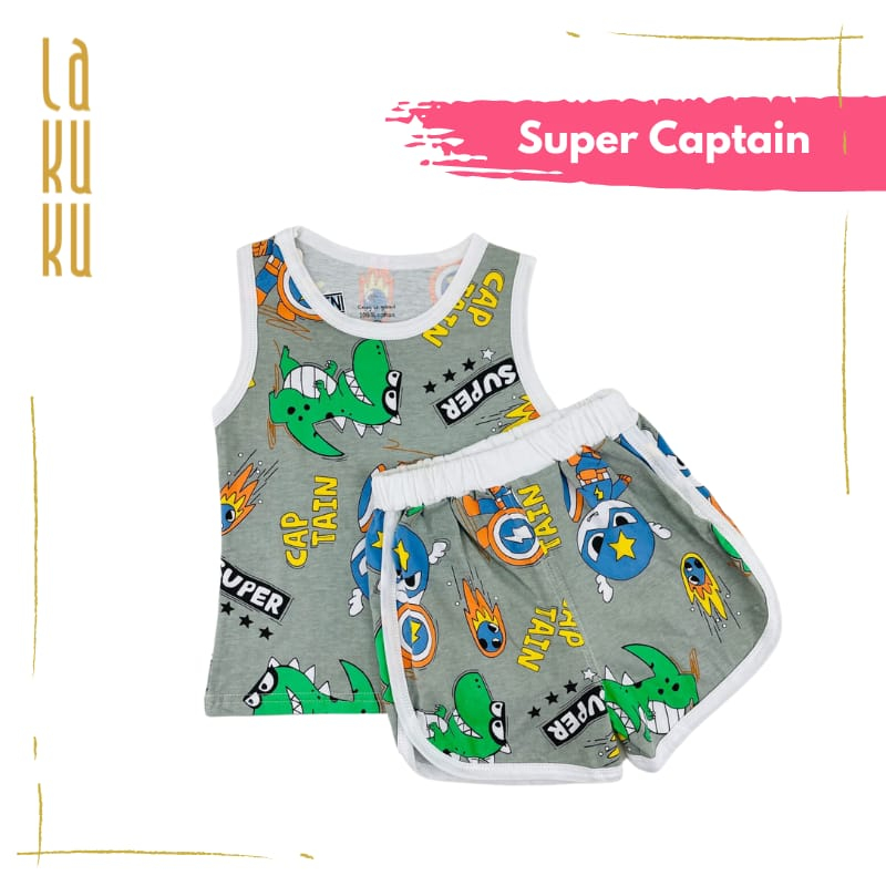 Lakuku - LK Sleeveless Set Setelan Baju Kutung Singlet Celana Anak Cozy is Good V.2