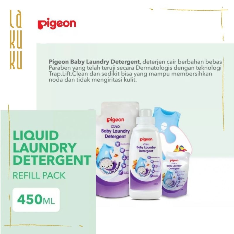 Lakuku - Pigeon Liquid Cleanser Basic Sabun Cuci Botol dan Peralatan Makan Bayi dan Liquid Laundry Detergen Refill Pack 450ml