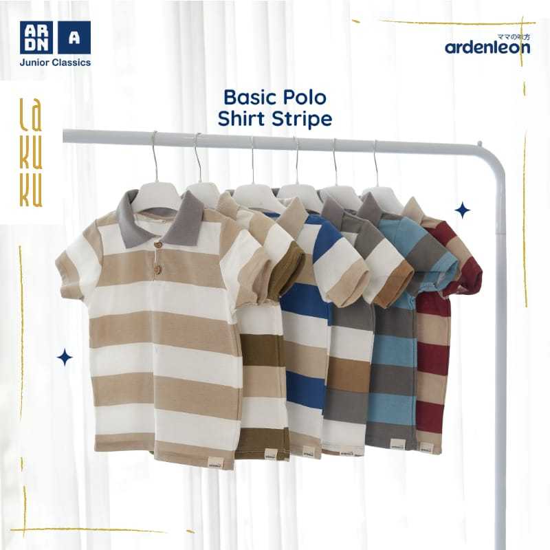 Lakuku - Ardenleon Basic Polo Stripe Atasan Kerah Bergaris Anak Unisex Cotton Pique