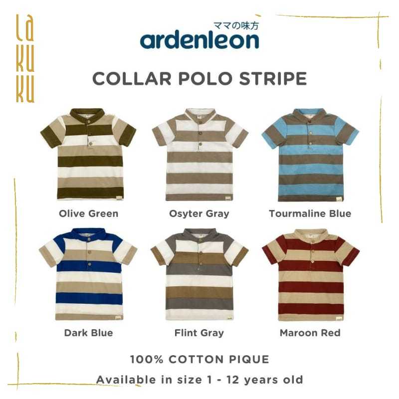 Lakuku - Ardenleon Collar Polo Stripe Atasan Baju Anak unisex cotton pique
