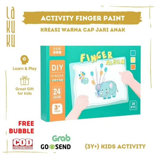Lakuku - Kreasi Mewarnai Anak pakai jari Finger Painting Cap Stempel Jari 24 warna 30 gambar