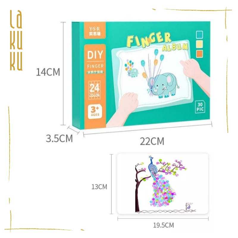 Lakuku - Kreasi Mewarnai Anak pakai jari Finger Painting Cap Stempel Jari 24 warna 30 gambar