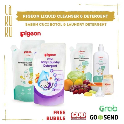 Image of Lakuku - Pigeon Liquid Cleanser Basic Sabun Cuci Botol dan Peralatan Makan Bayi dan Liquid Laundry Detergen Refill Pack 450ml