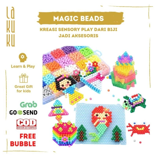 Lakuku - Magic beads 3,5mm Sensory Play Kit for Activity Kids Learn and Play Mainan biji semprot air