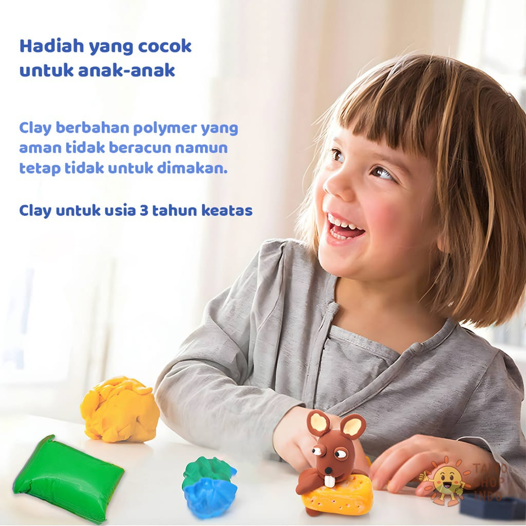 Lakuku - Super Light Clay Polymer Set 12 warna Mainan Sensorik Craft Anak
