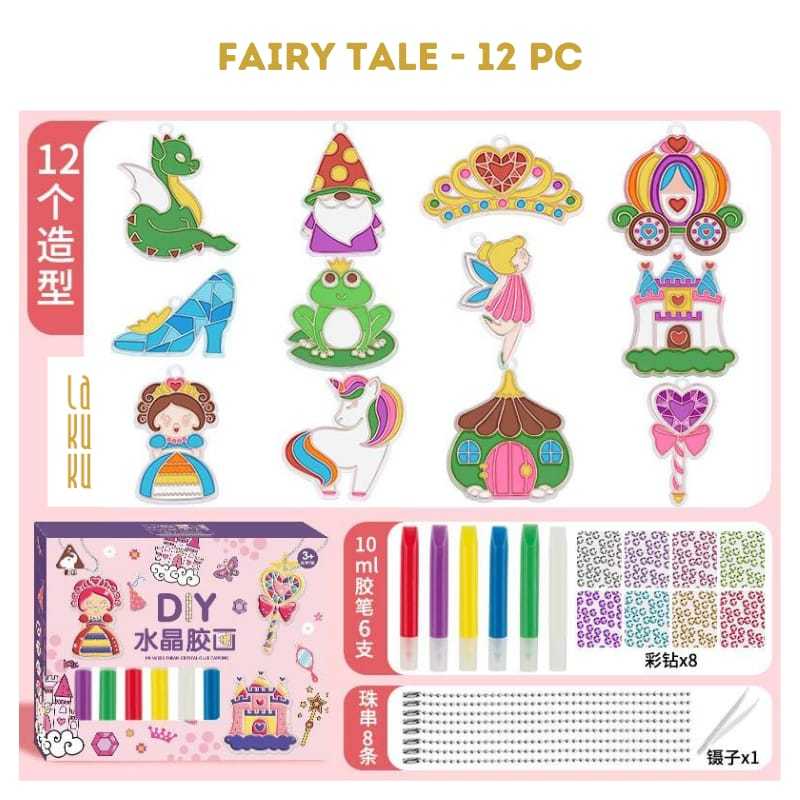 Lakuku - Mainan Kreatifitas DIY Rubber Painting with extra diamond Kreasi Warna Gantungan Akrilik