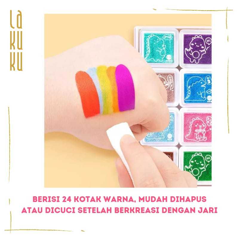 Lakuku - Kreasi Mewarnai Anak pakai jari Finger Painting Cap Stempel Jari 24 warna 30 gambar