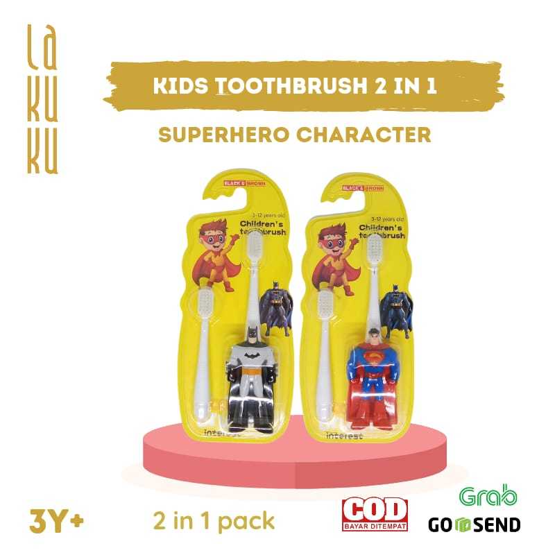 Lakuku - Sikat Gigi Anak Karakter Superhero Batman Superman isi 2 bulu sikat