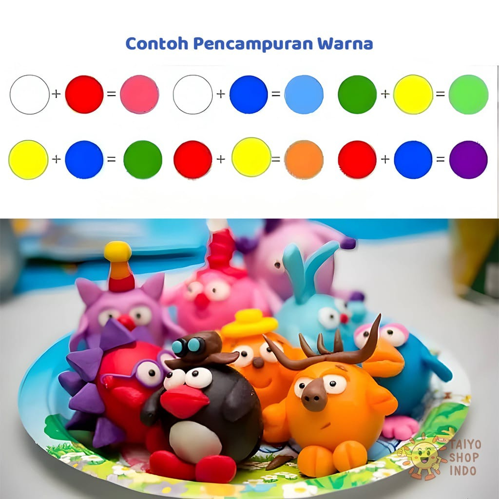 Lakuku - Super Light Clay Polymer Set 12 warna Mainan Sensorik Craft Anak