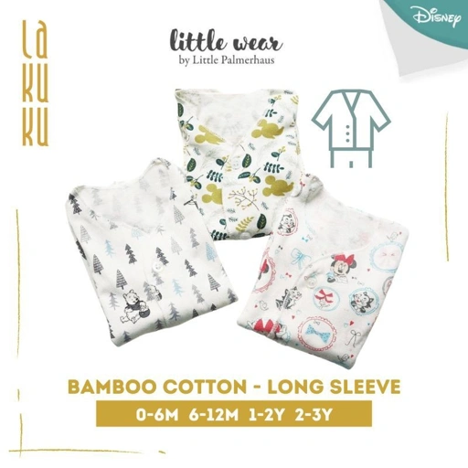 Image of Lakuku - Little Palmerhaus Setelan Baju Piyama lengan panjang anak Bayi Little Wear Button Long Sleeve Bamboo V.2