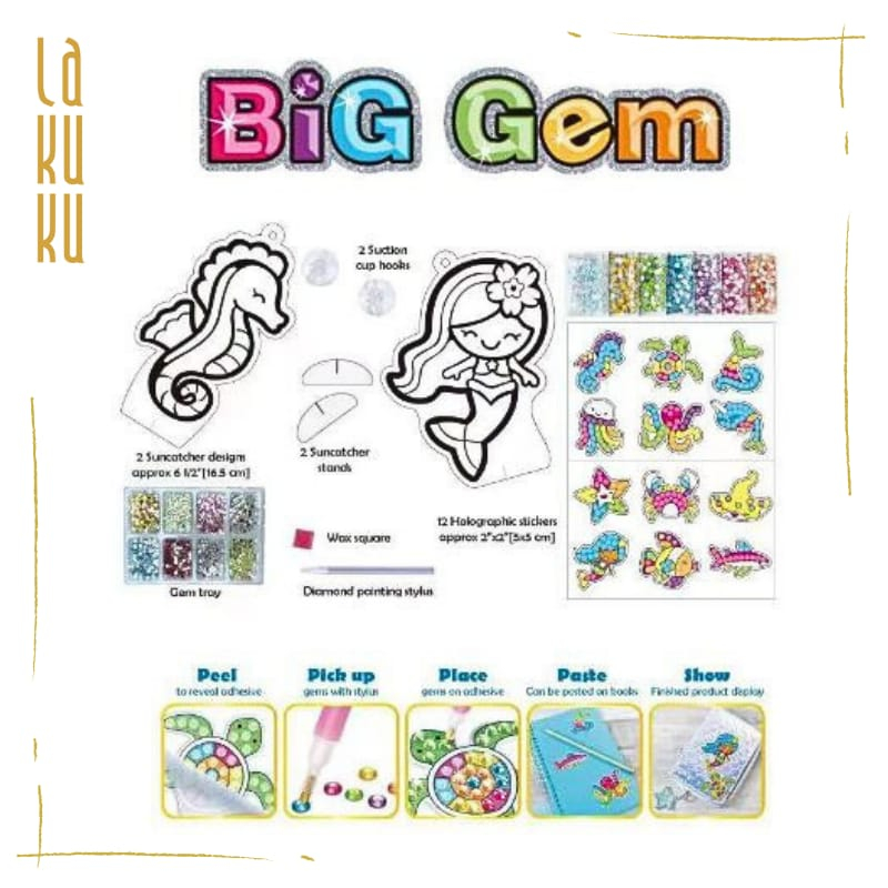 Lakuku - Big Gem Diamond Painting Kreasi tempel permata di sticker DIY kids activity