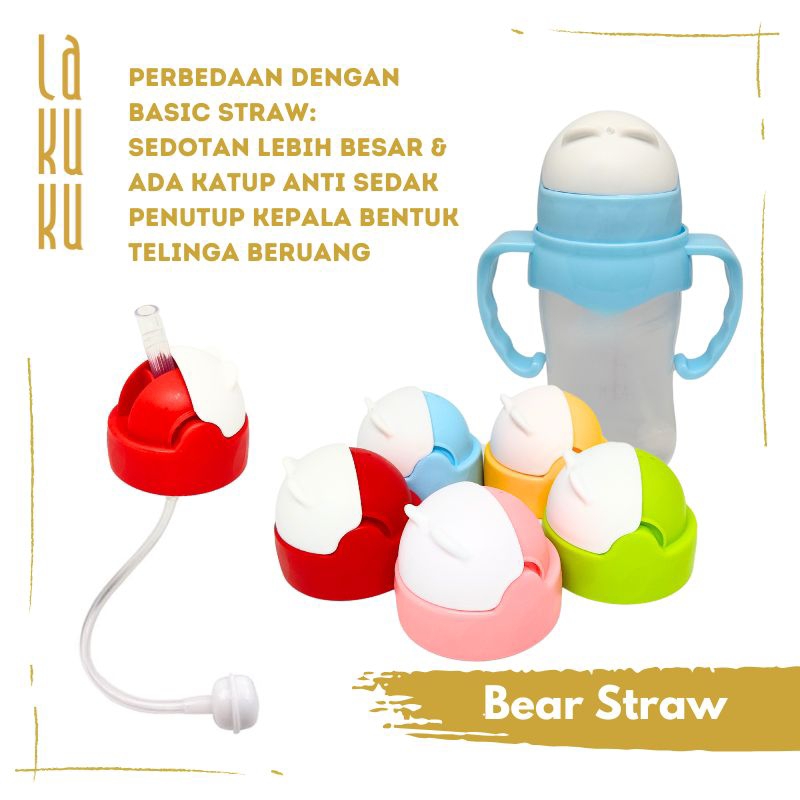 Lakuku - Penutup kepala dan sedotan untuk botol susu tipe Wide Slim dan Magmag - Straw for dot bottle