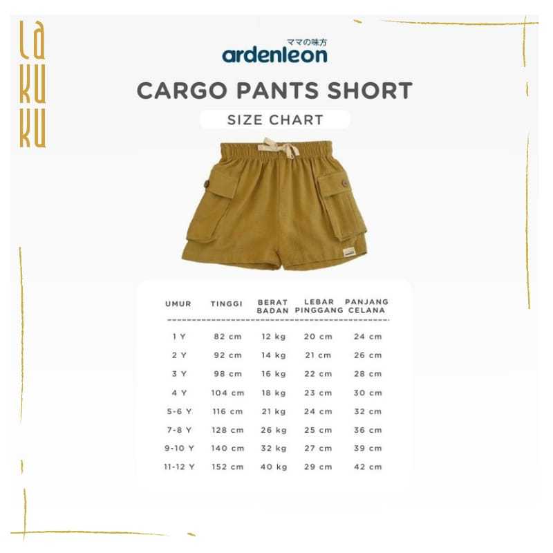 Lakuku - Ardenleon Cargo pants Short Celana pendek bahan cotton ramie berkantong