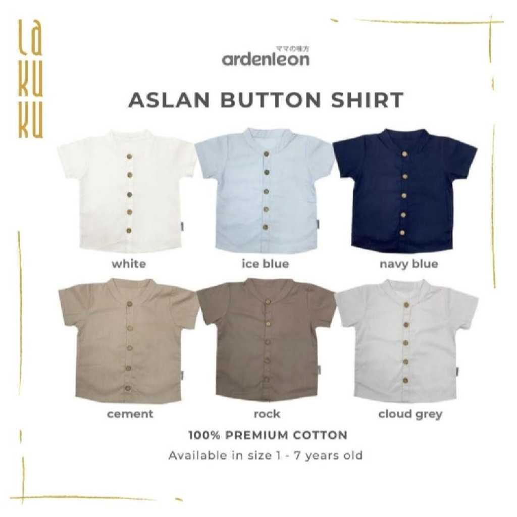 Lakuku - Ardenleon Aslan Button Shirt premium cotton Baju Atasan Anak Laki 1-7 tahun