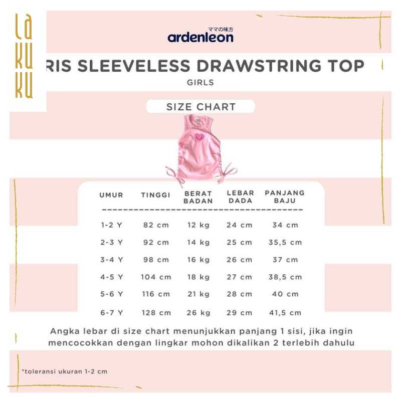 Lakuku - Ardenleon Iris Sleeveless Drawstring Top Baju Kaos Atasan Kutang Singlet Anak Perempuan