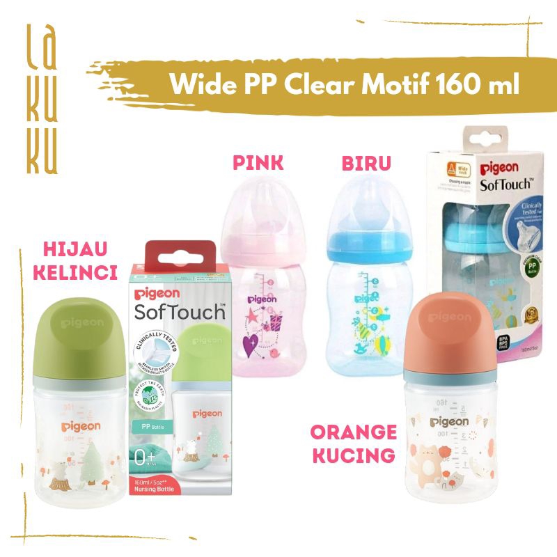 Lakuku - PIGEON Botol Susu PP Wide Neck Peristaltic plus nipple 160ml 240ml