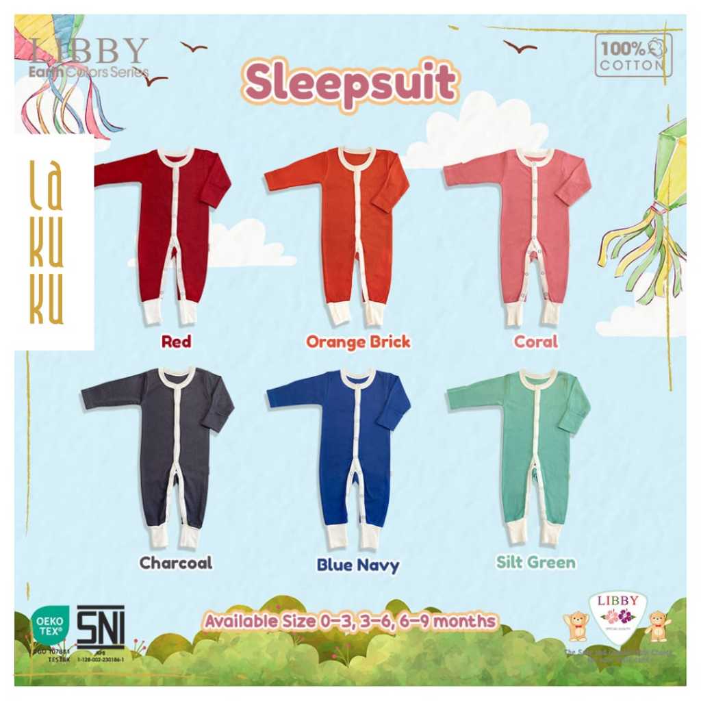 Lakuku - Libby Baby Sleepsuit Drop Needle 0-9m Anak Bayi