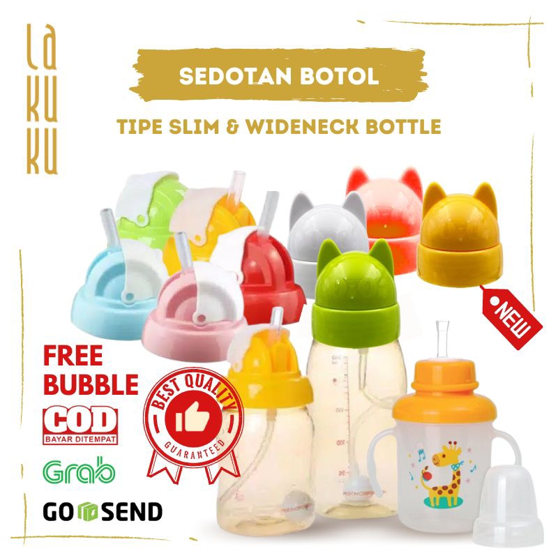 Lakuku - Penutup kepala dan sedotan untuk botol susu tipe Wide Slim dan Magmag - Straw for dot bottle