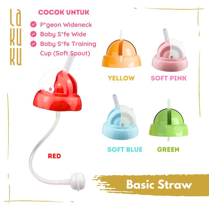 Lakuku - Penutup kepala dan sedotan untuk botol susu tipe Wide Slim dan Magmag - Straw for dot bottle