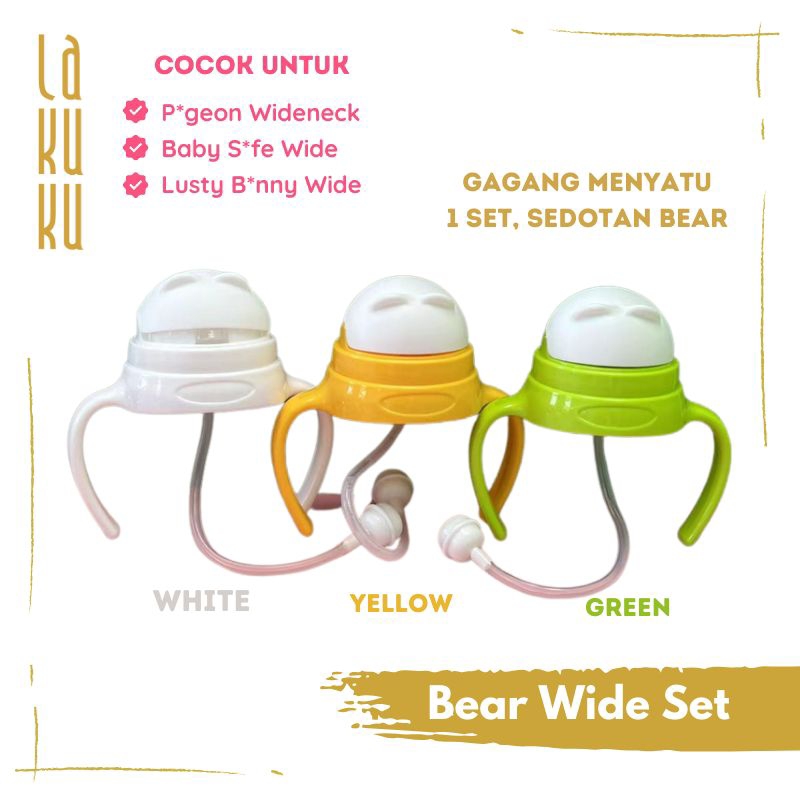 Lakuku - Penutup kepala dan sedotan untuk botol susu tipe Wide Slim dan Magmag - Straw for dot bottle