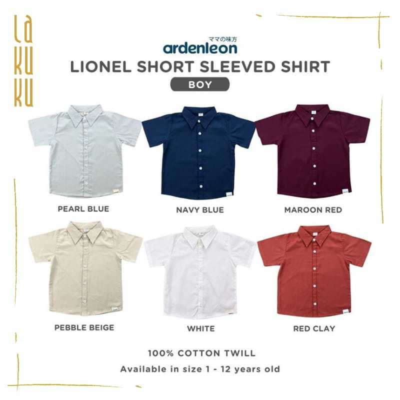 Lakuku - Ardenleon Lionel short sleeved shirt atasan baju kemeja anak bahan cotton twill
