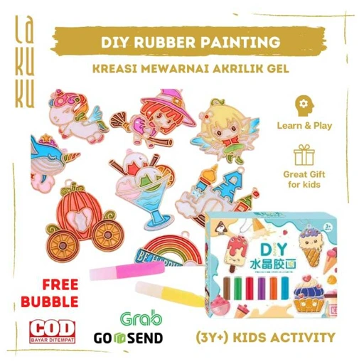 Image of Lakuku - Mainan Kreatifitas DIY Rubber Painting with extra diamond Kreasi Warna Gantungan Akrilik