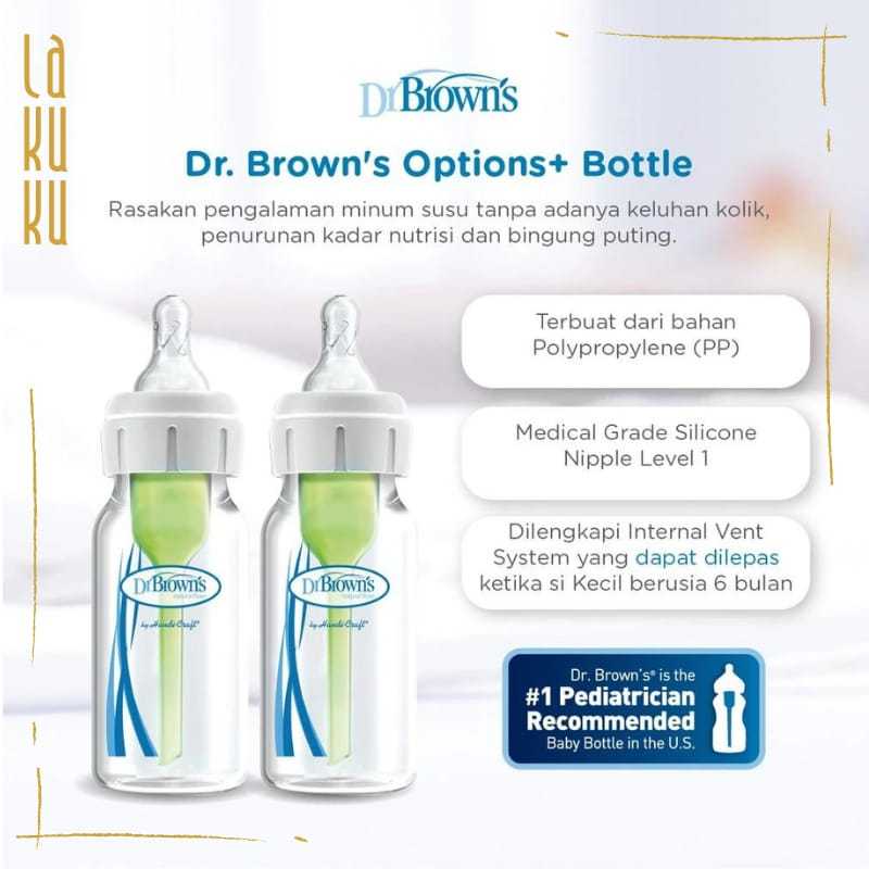 Lakuku - Dr. Browns botol susu bayi newborn narrow natural flow standard PP wideneck options plus