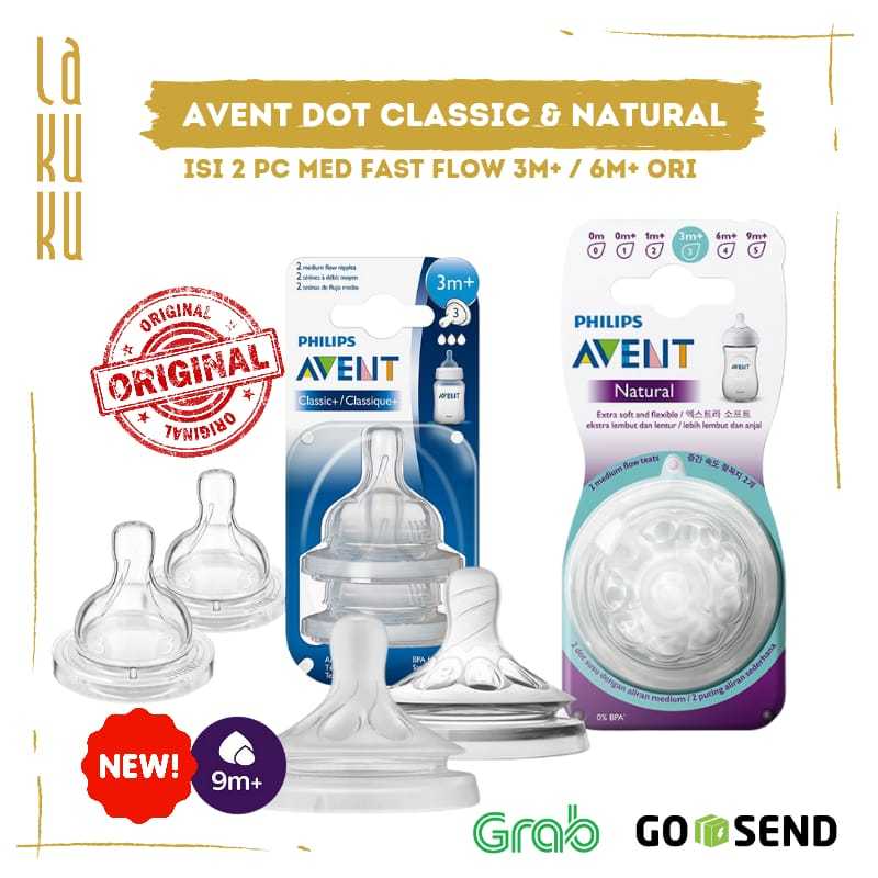 Lakuku - Avent Dot Teat Med Fast Flow Classic dan Natural 3m+ 6m+