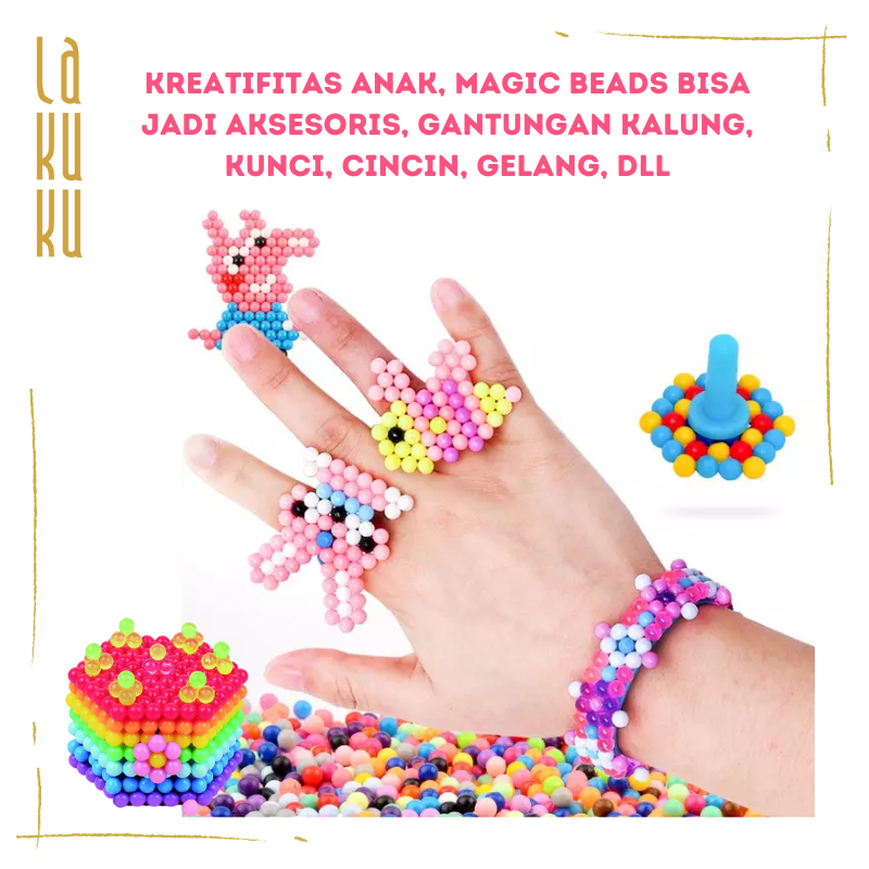 Lakuku - Magic beads 3,5mm Sensory Play Kit for Activity Kids Learn and Play Mainan biji semprot air