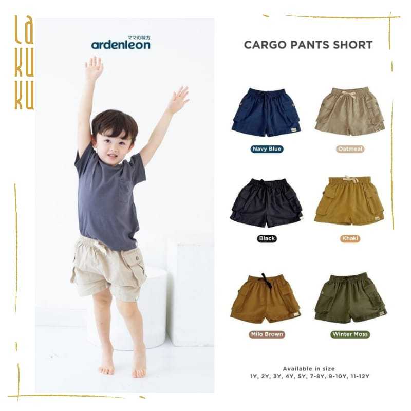 Lakuku - Ardenleon Cargo pants Short Celana pendek bahan cotton ramie berkantong