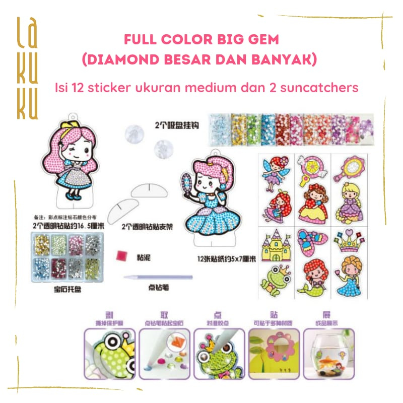 Lakuku - Big Gem Diamond Painting Kreasi tempel permata di sticker DIY kids activity