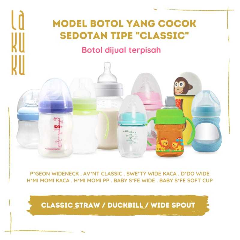 Lakuku - Tambahan Sedotan Straw Cup pengganti dot Botol Susu Baby Wide Classic Natural Training Cup untuk berbagai merek