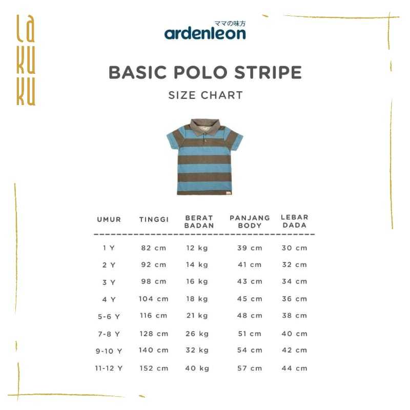 Lakuku - Ardenleon Basic Polo Stripe Atasan Kerah Bergaris Anak Unisex Cotton Pique