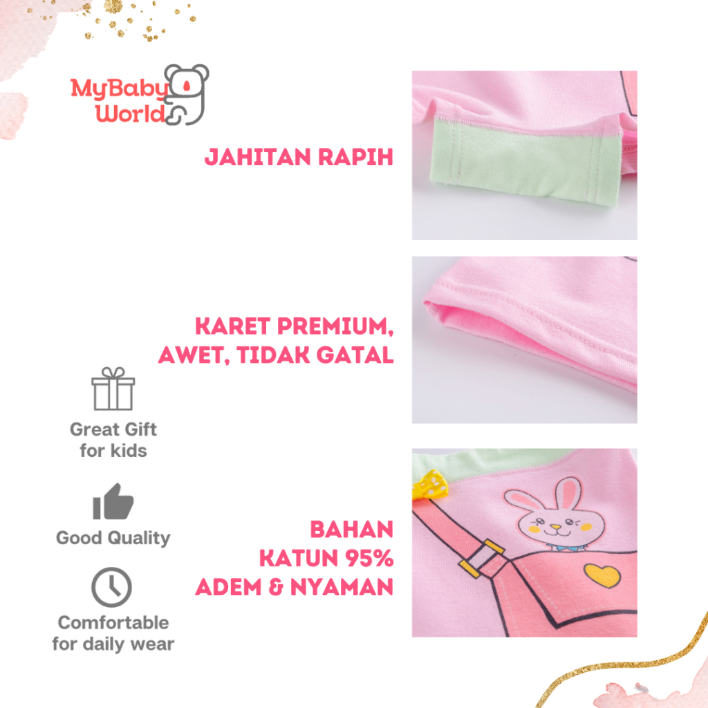 Lakuku - Celana Dalam Anak Perempuan 1-10 th Underwear Katun Premium Impor Shortie Bunny Bag