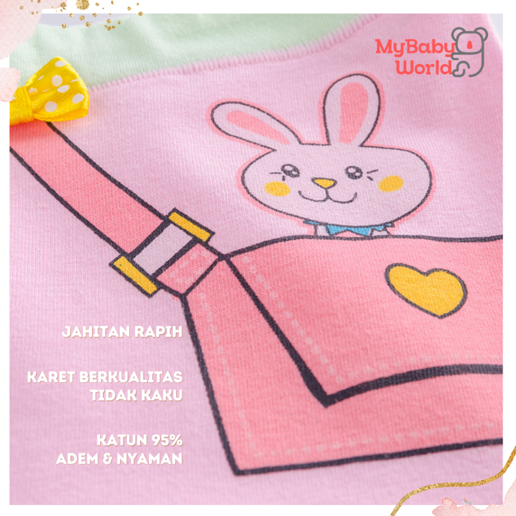 Lakuku - Celana Dalam Anak Perempuan 1-10 th Underwear Katun Premium Impor Shortie Bunny Bag