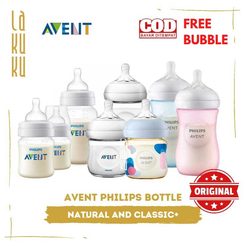 Botol Susu Natural Avent Philips 125 260 ml dan Bottle Shrink Wrap Classic Plus 125 260 ml Reduce Colic