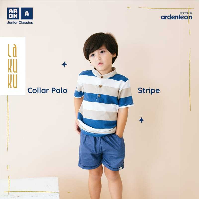 Lakuku - Ardenleon Collar Polo Stripe Atasan Baju Anak unisex cotton pique
